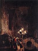 POEL, Egbert van der Celebration by Torchlight on the Oude Delft painting
